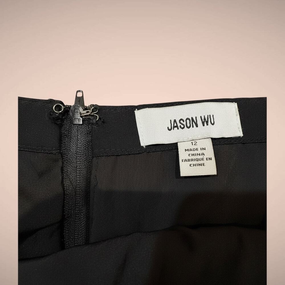 Jason Wu NWT Faux Leather Snake Print Mini Skirt Burgundy Black Size 12 Luxe - Picture 6 of 7